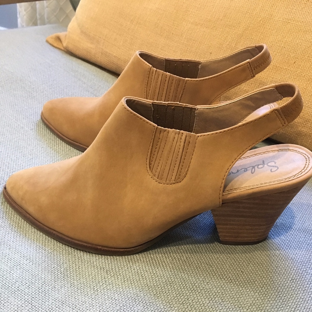 Splendid Suede Tan Open Bootie Sandals